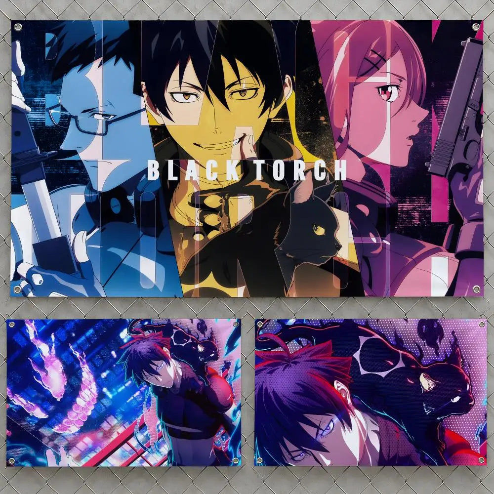 Black Torch Jiro Azuma and Rago Yellow Anime Wall Tapestry