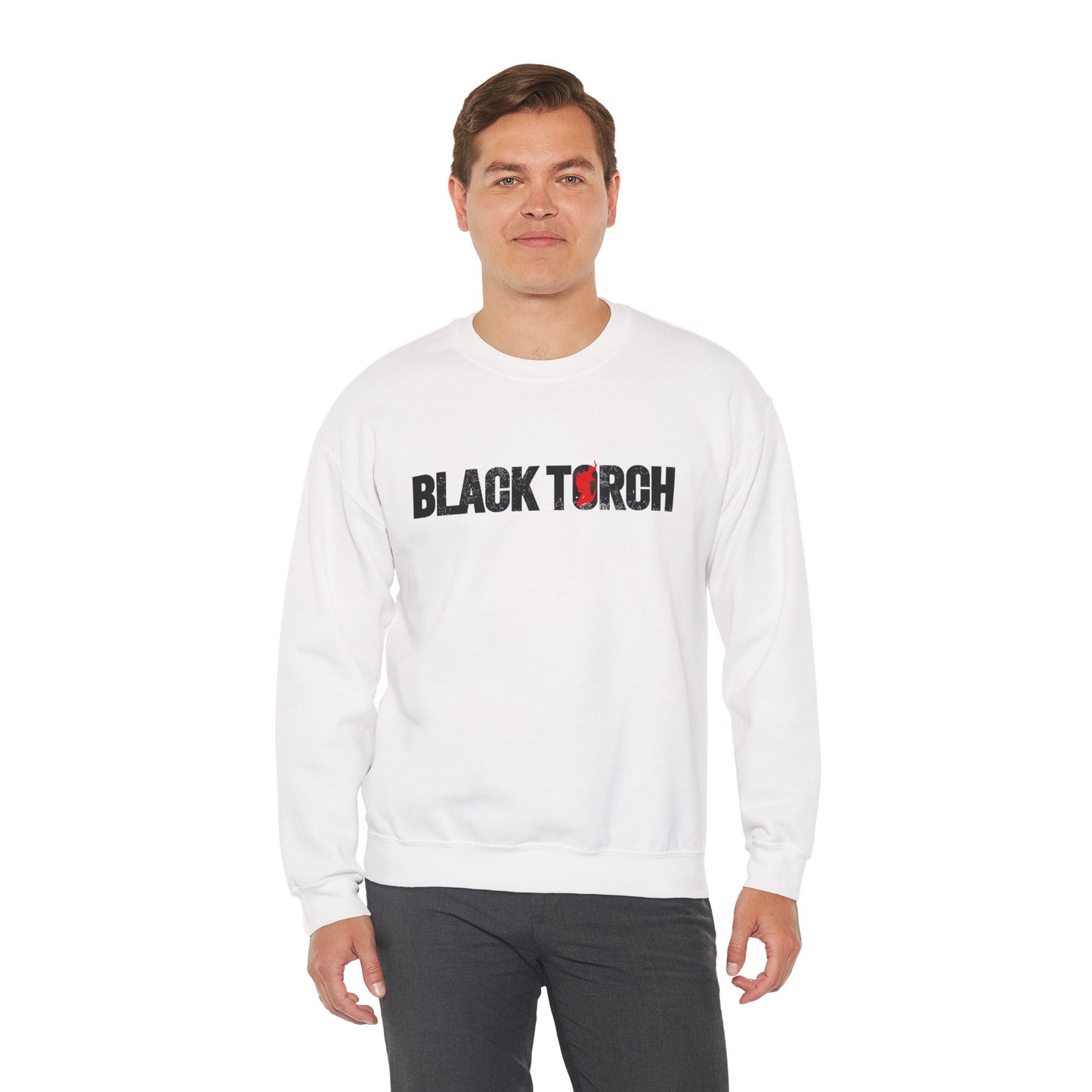 Black Torch Logo White Sweatshirt