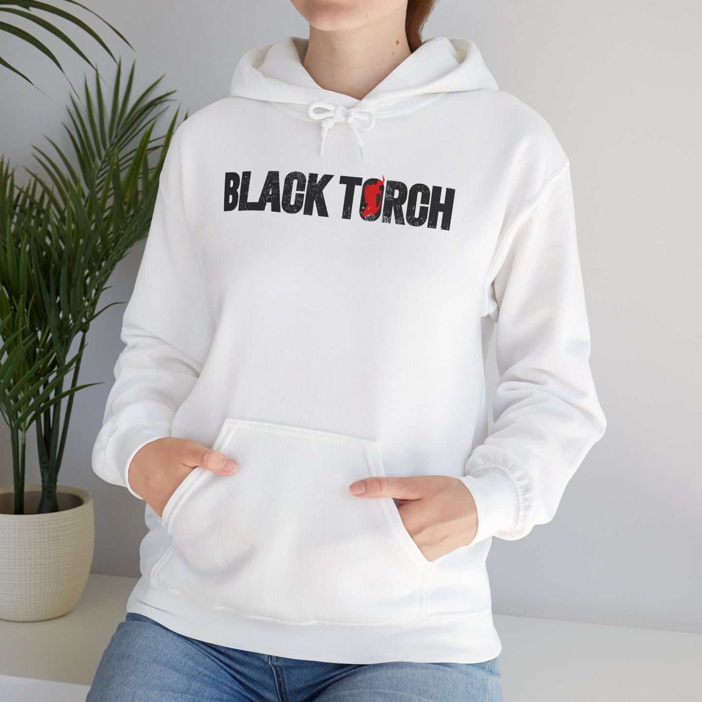 Black Torch Logo White Hoodie