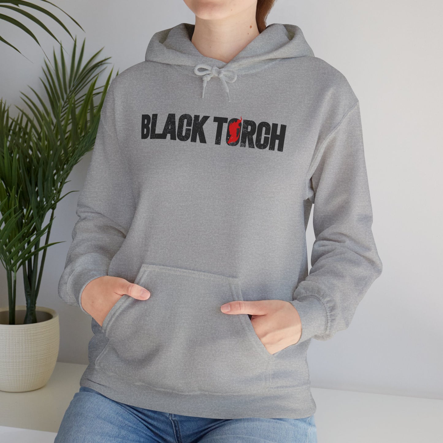Black Torch Logo Gray Hoodie