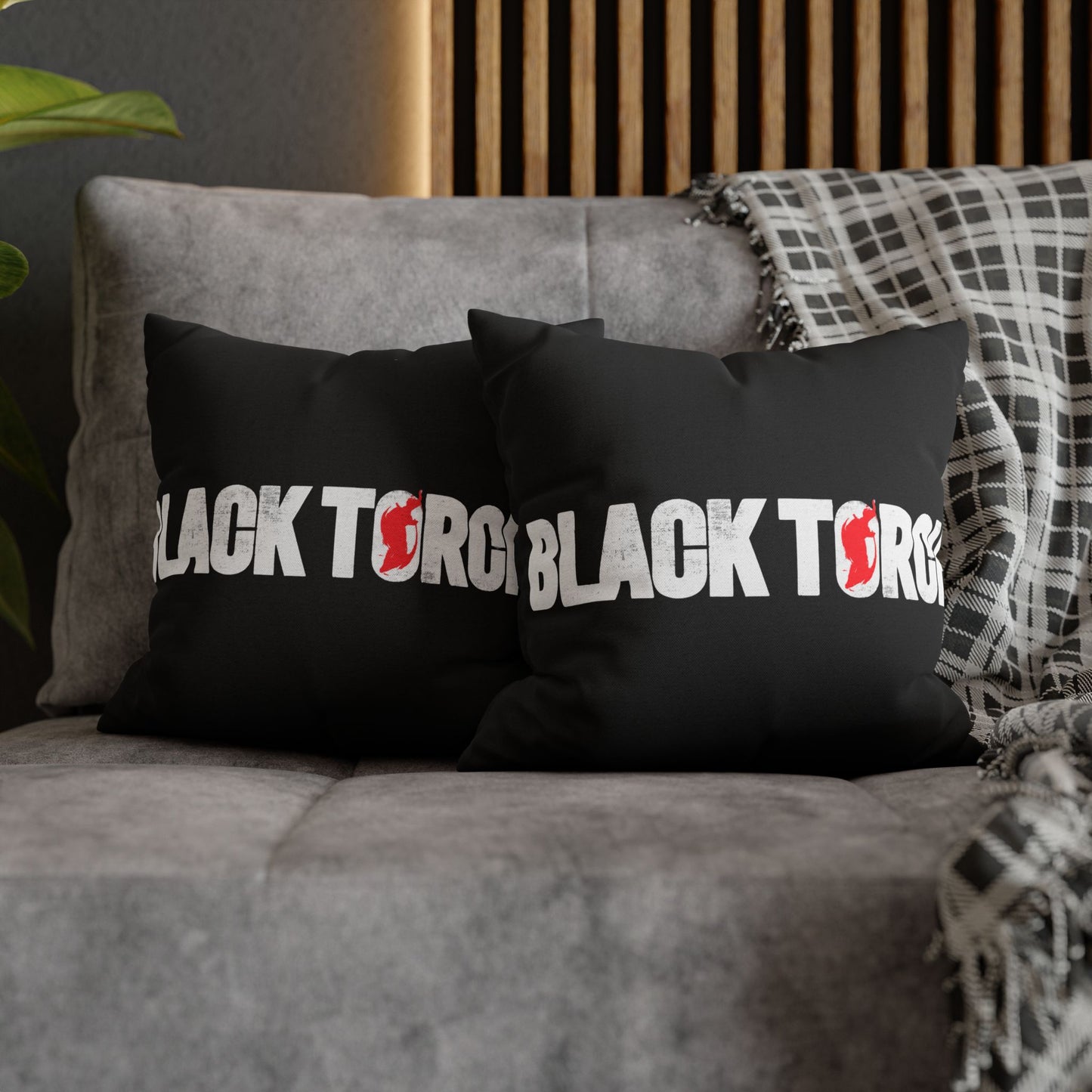 Black Torch Logo Decorative Pillow