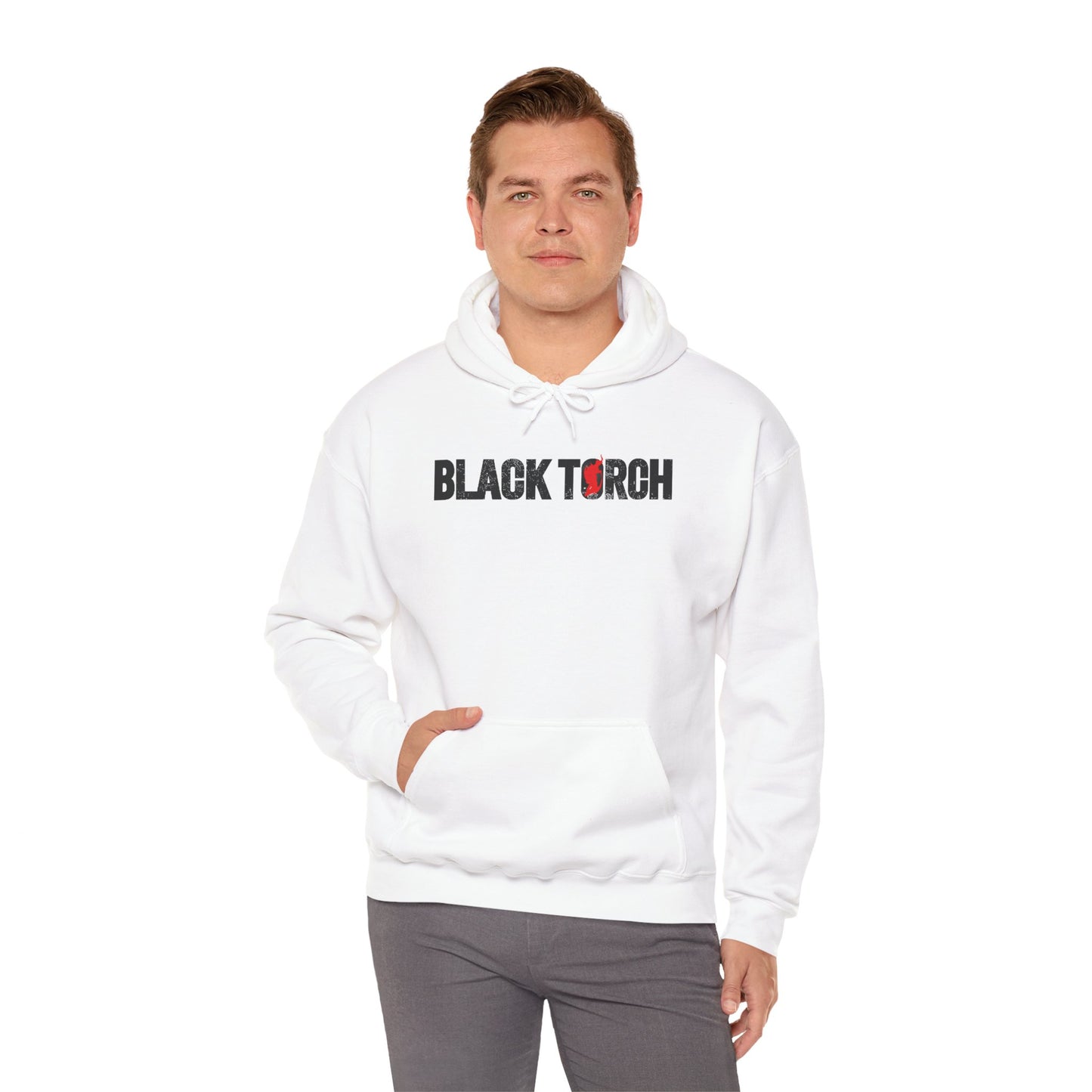 Black Torch Logo White Hoodie