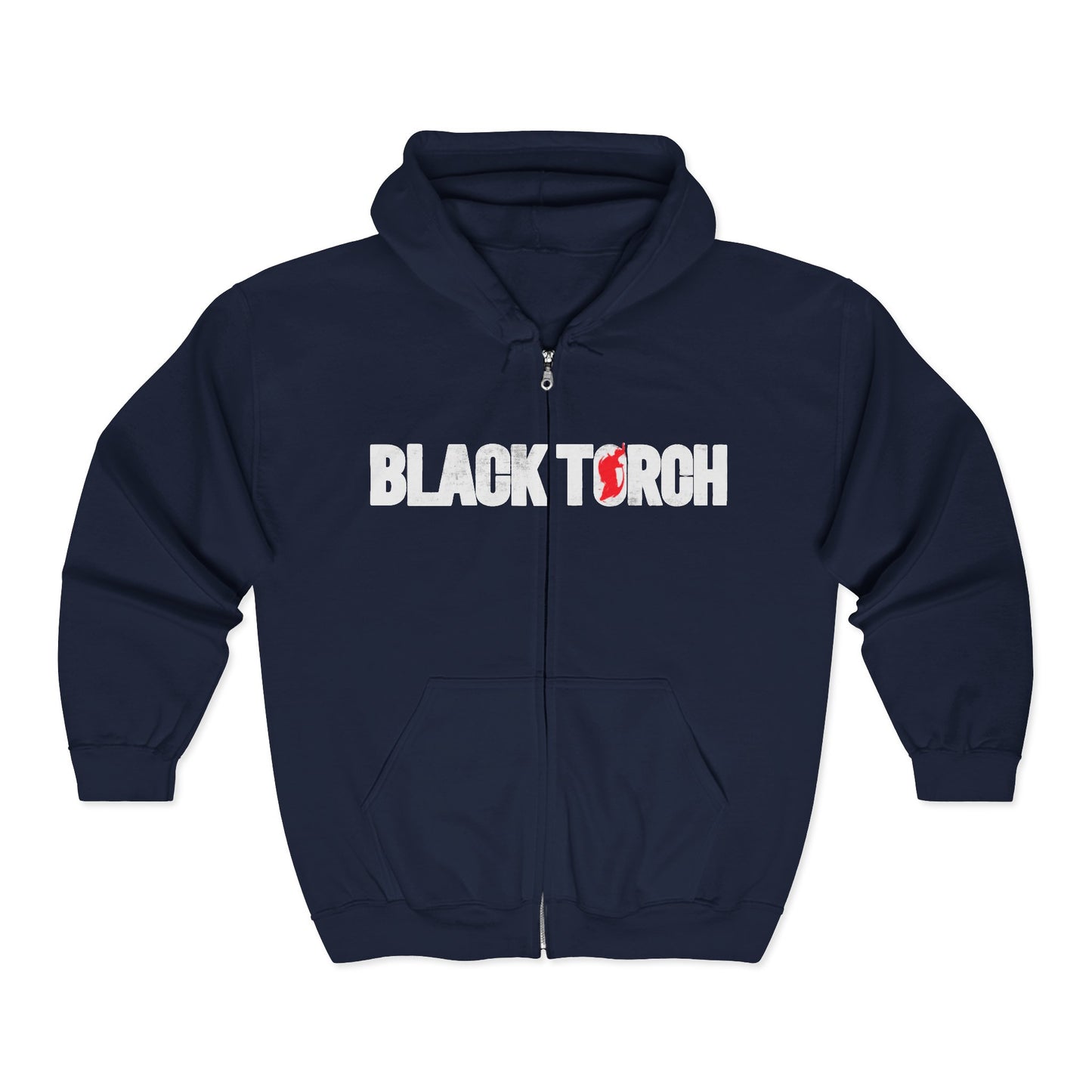 Black Torch Logo Navy Blue Zipper Hoodie