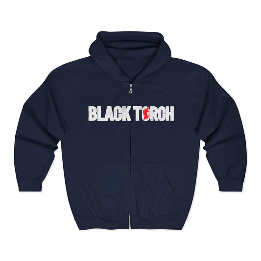 Black Torch Logo Navy Blue Zipper Hoodie