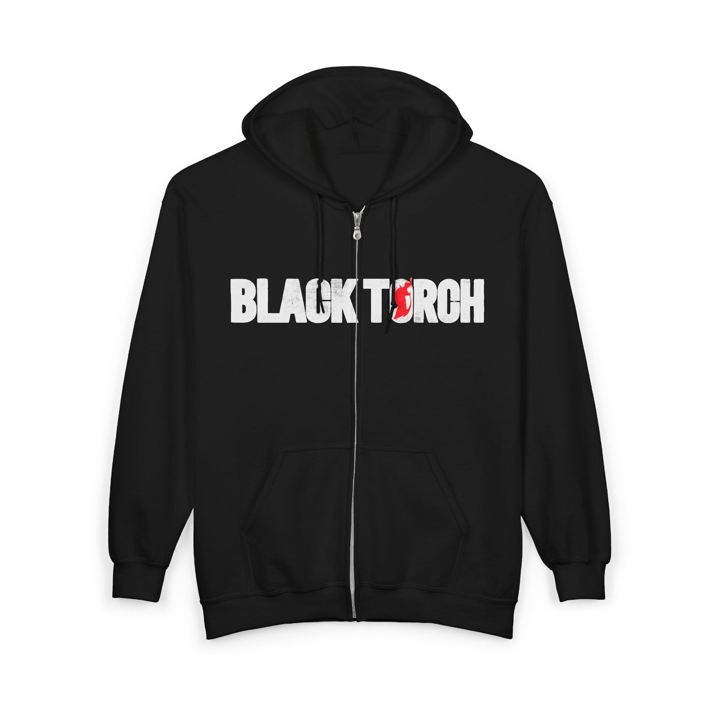 Black Torch Logo Black Zipper Hoodie
