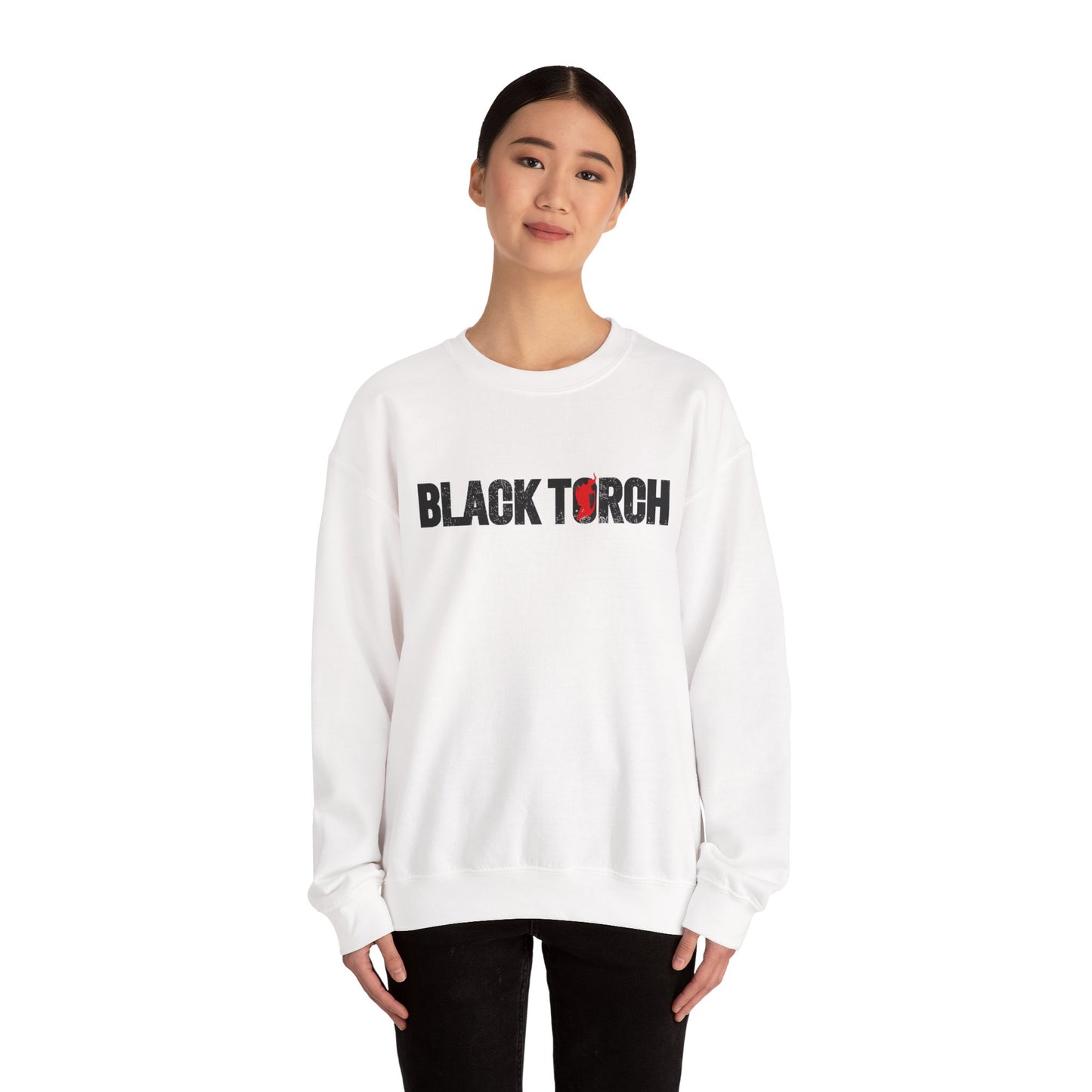 Black Torch Logo White Sweatshirt
