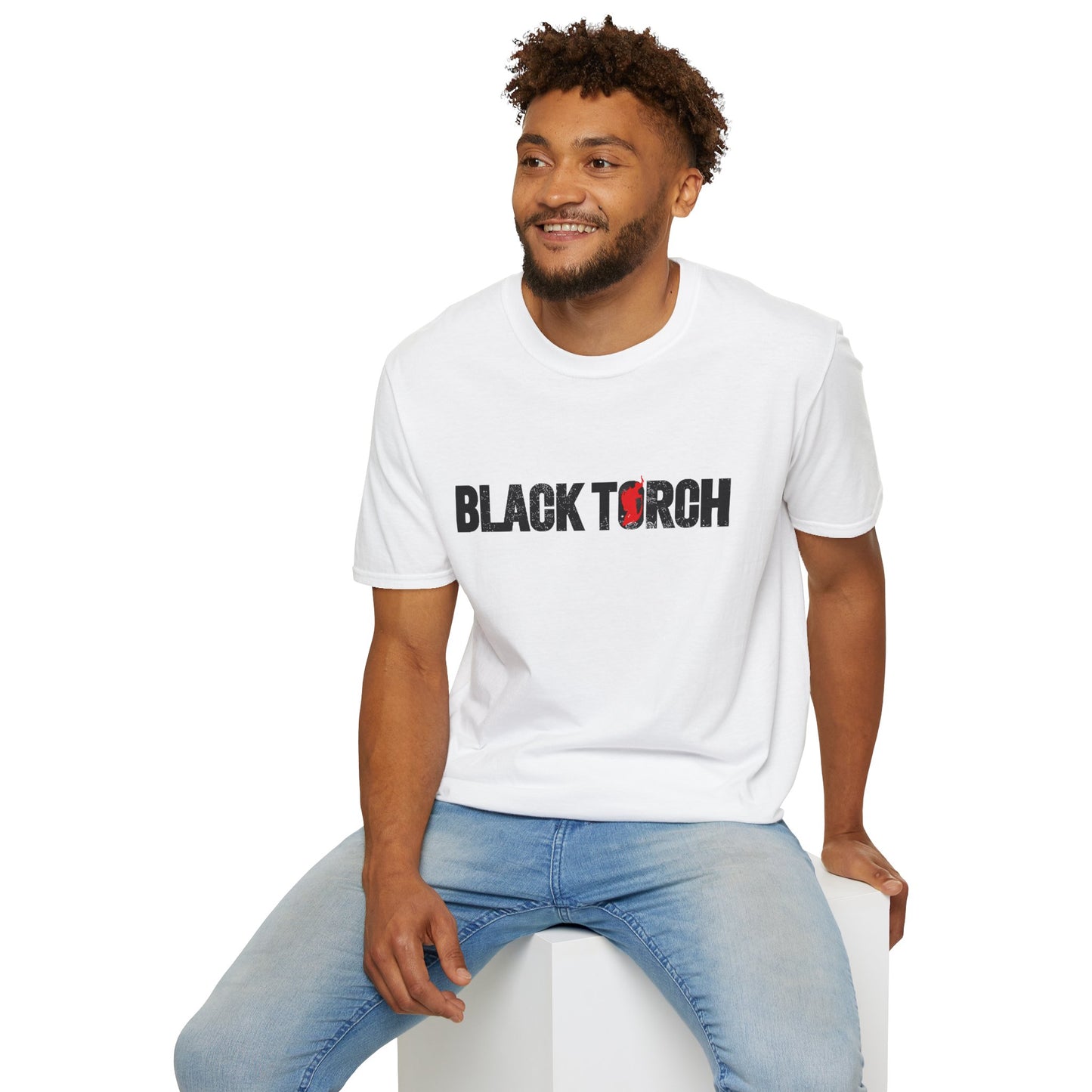 Black Torch Logo White T-Shirt