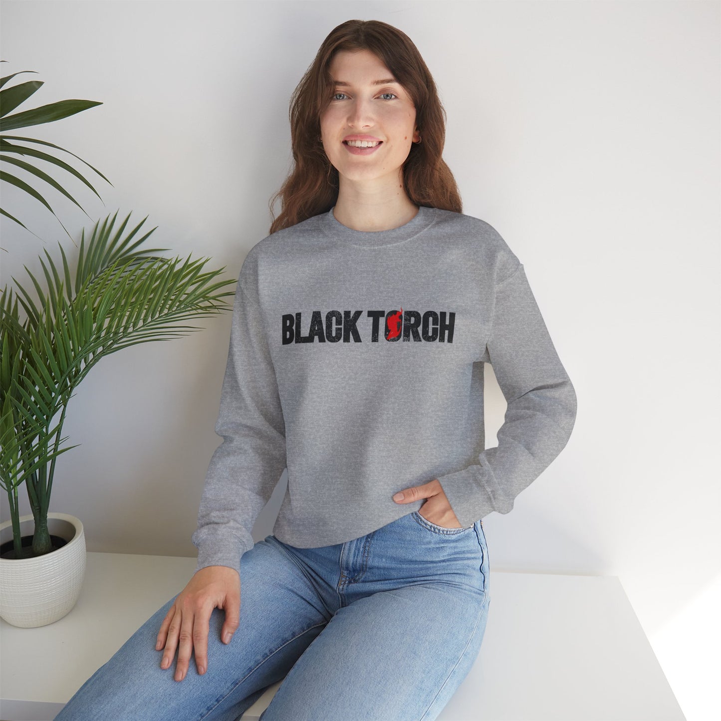 Black Torch Logo Gray Sweatshirt