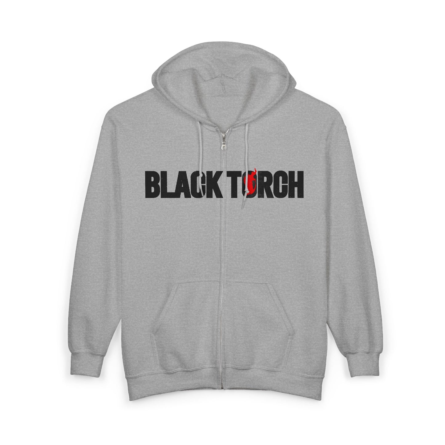 Black Torch Logo Gray Zipper Hoodie