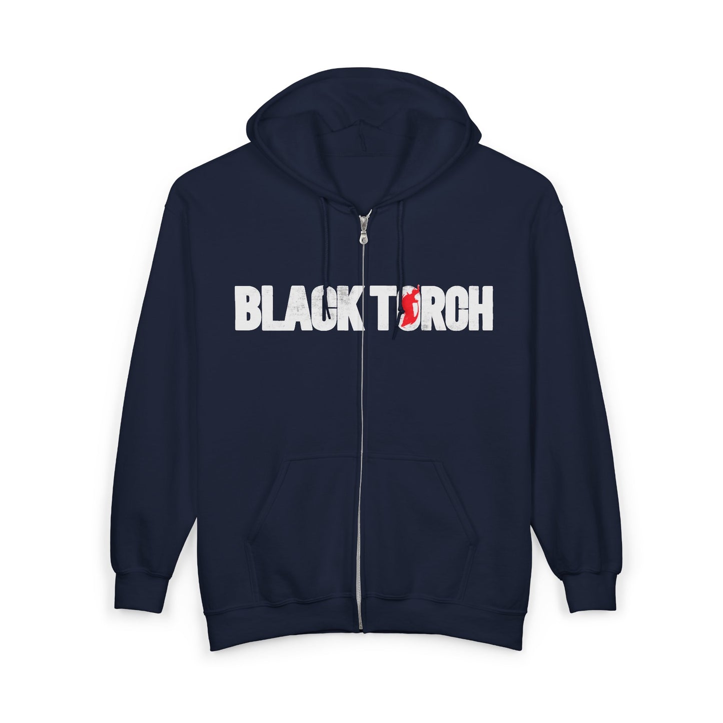 Black Torch Logo Navy Blue Zipper Hoodie