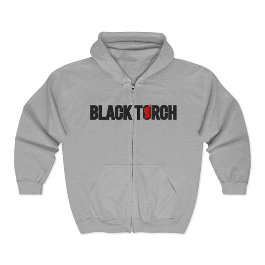 Black Torch Logo Gray Zipper Hoodie
