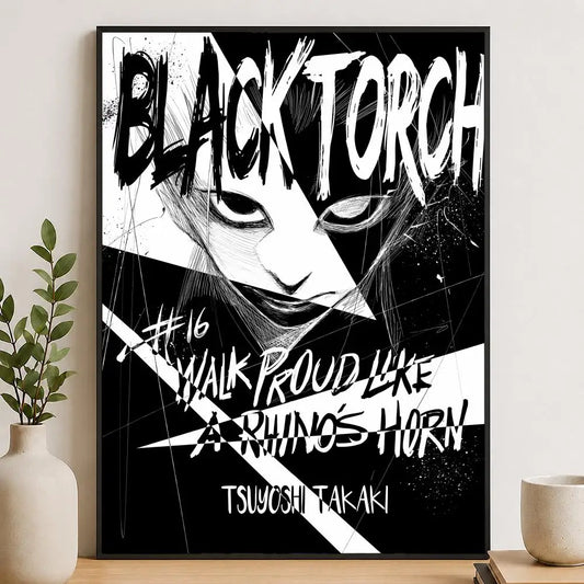 Black Torch Amagi Black and White Manga Poster