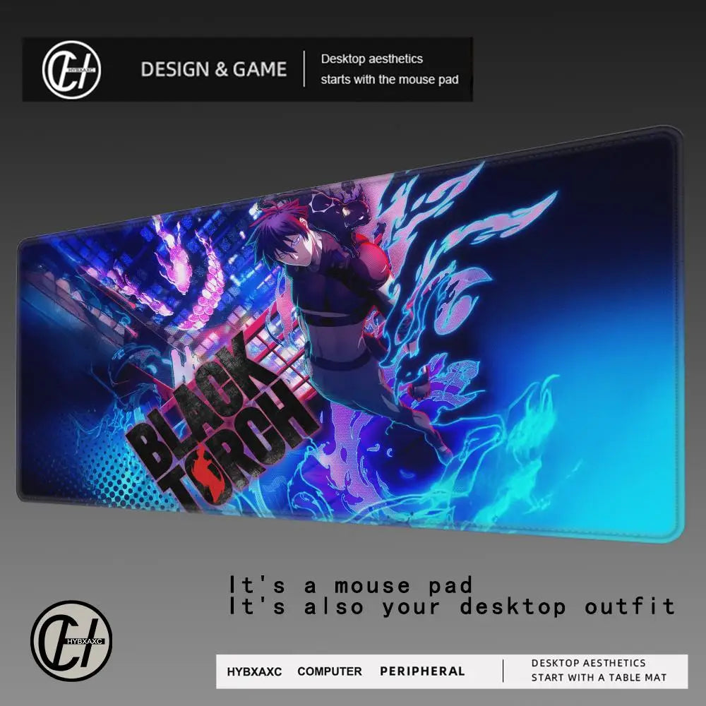 Black Torch Jiro Azuma Action Large Gaming Mouse Pad