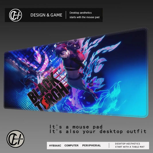 Black Torch Jiro Azuma Action Large Gaming Mouse Pad