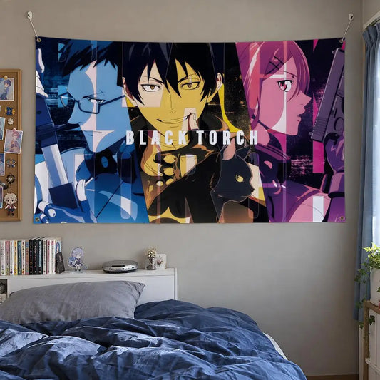 Black Torch Jiro Azuma Rago and Ichika Anime Wall Tapestry