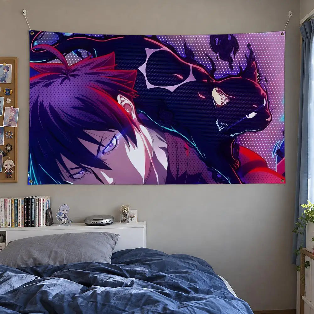 Black Torch Jiro Azuma and Rago Purple Anime Wall Tapestry