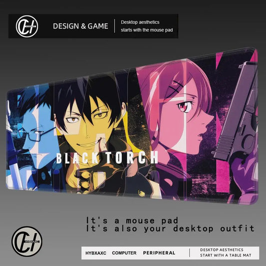 Black Torch Jiro Azuma, Ichika Kishimojin & Reiji Kirihara Large Gaming Mouse Pad