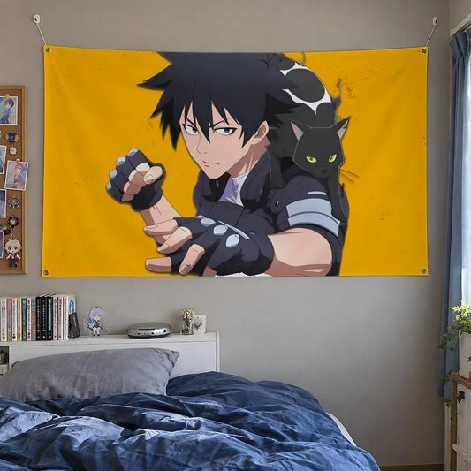 Black Torch Jiro Azuma and Rago Yellow Anime Wall Tapestry