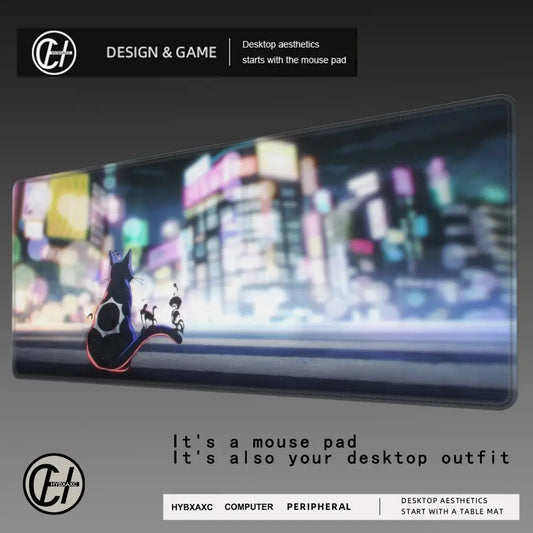 Black Torch Rago Neon City Night Large Gaming Mouse Pad
