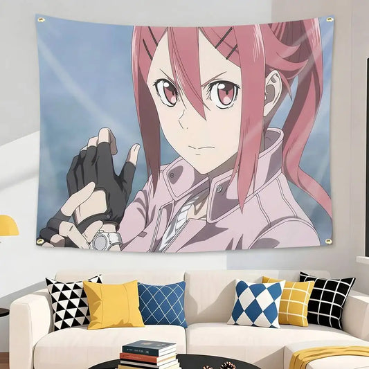 Black Torch Ichika Kishimojin Pink Jacket Combat Wall Tapestry