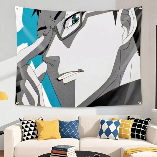 Black Torch Reiji Kirihara Glasses Close-Up Wall Tapestry