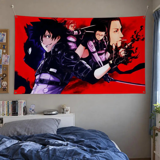 Black Torch Jiro Azuma and Rago Crimson Shinobi Battle Anime Wall Tapestry