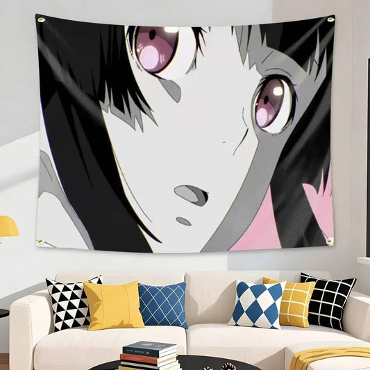 Black Torch Hana Usami Pink Eyes Close-Up Wall Tapestry