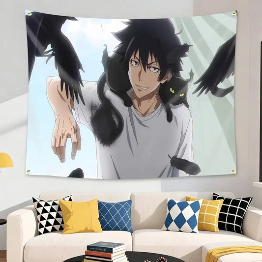 Black Torch Jiro Azuma & Rago Crow Scene Wall Tapestry